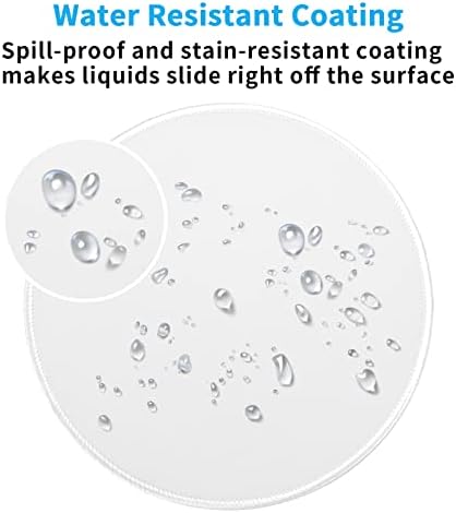 Dapesuom Round Mouse Pad, 8.7 x 8.7 Inch Premium-Textured Washable Non-Slip Rubber Base Cute Small Mouse Mat with Stitched Edge for Men Women Wireless Computer Laptop Gaming Desk Accessories, White
