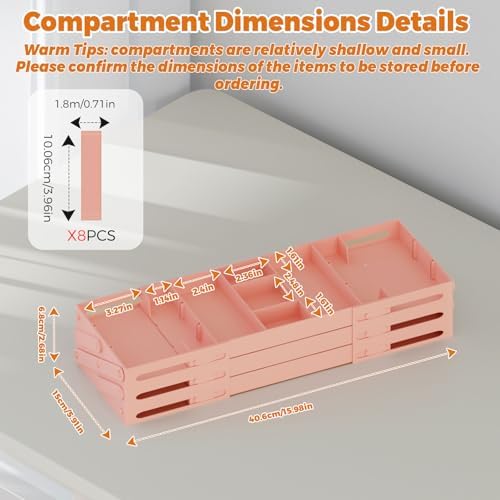 3 Tier Drawer Organizer Versatile Expandable Junk Drawer Organizer Pink