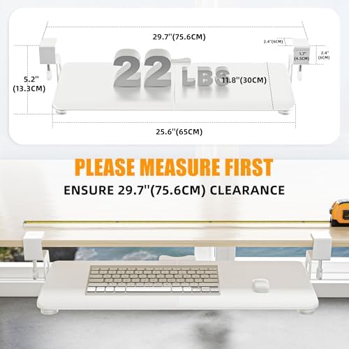 Under Desk Keyboard Tray, Pull-Out Drawer&Holder with C-Clamp 25.6"x11.8"