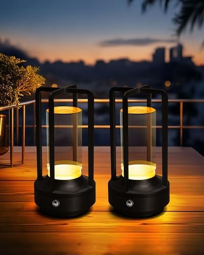 Set of 2 Cordless Table Lamps Rechargeable Desk Lamps Black