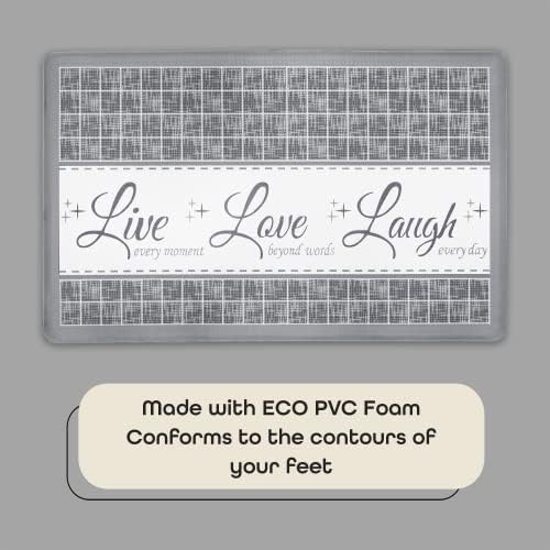 Anti-Fatigue Floor Comfort Mat - 18 x 30 Inch (Live, Love, Laugh Grey) - Waterproof Non-Slip Rug - Easy to Clean Cushioned Mat for Kitchen, Bathroom, Standing Desk & Office - Achim Home Decor