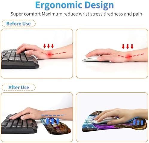3Pcs Ergonomic Memory Foam Keyboard Wrist Rest Pad Set, Dragon Book