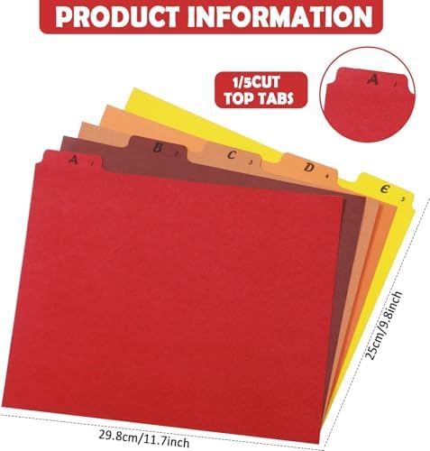 gisgfim 25 Alphabet File Guides, A‑Z Top‑Tab File Cabinet Dividers, Rainbow