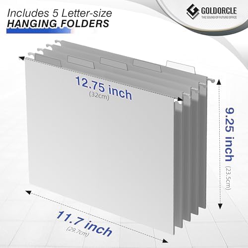 Letter-Size Hanging File Organizer (Blue, with 5 Grey Folders)