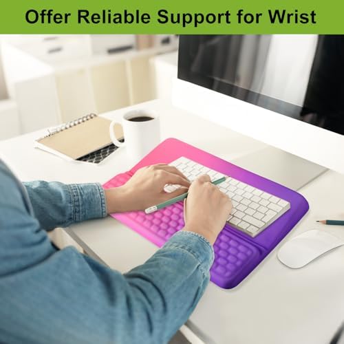 Wrist Rest with Keyboard Stand, Ergonomic Keyboard Riser Holder with Memory Foam Wrist Support Pad, Desk Cushion Easy Typing for Home Office Laptop Computer Gaming, Red-Purple Gradient