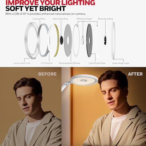 Honeywell H6 Desk Lamp for Home Office, Dimmable Reading Table Light, White