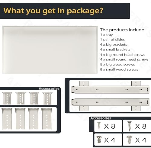 FRMSAET All-Metal 20/24/30 inch Under Desk Keyboard Tray (30 inch, White)