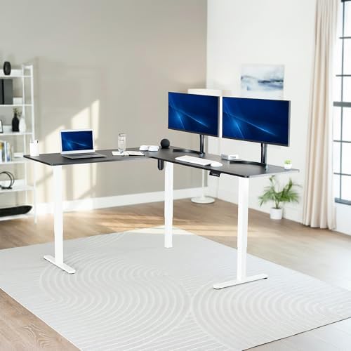 VIVO Black 75 x 63 in Corner Standing Desk, DESK-E3CTWB-75