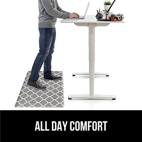 GORILLA GRIP Cushioned Kitchen Mats for Floor, 2 PK, 17x29+17x59 Gray White