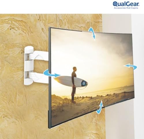 QualGear Qg-TM-005-WHT 23-Inch to 42-Inch Premium Quality Contemporary Style Ultra Low Profile Full Motion Wall Mount Led TVs, White [UL Listed]