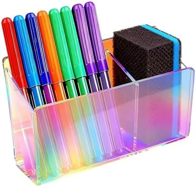 Magnetic Dry Erase Marker Holder - Non-Slip Acrylic Pen Organizer with Powerful Magnets for Whiteboard, Refrigerator, Office Desk, Classroom Supplies & Home Organization-colorful
