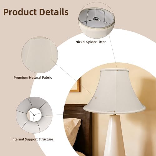 White Bell Lampshade, 6" x 13" x 10", Replacement Lamp shade, Pack 1