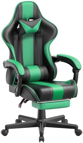 Ferghana Gaming Chairs, Ergonomic Racing Style PC Game Computer Chair with Headrest Lumbar Support Adjustable Recliner PU Leather Video Computer Chair(Grass Green)