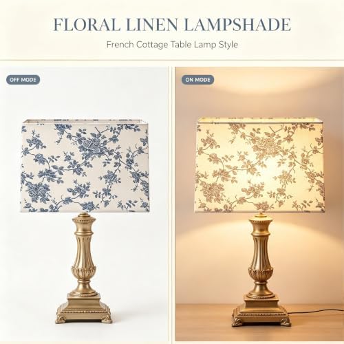 GO&SO Large Floral Rectangle Lamp Shades Set of 2,W 8"×L 14"×H 9" Decor