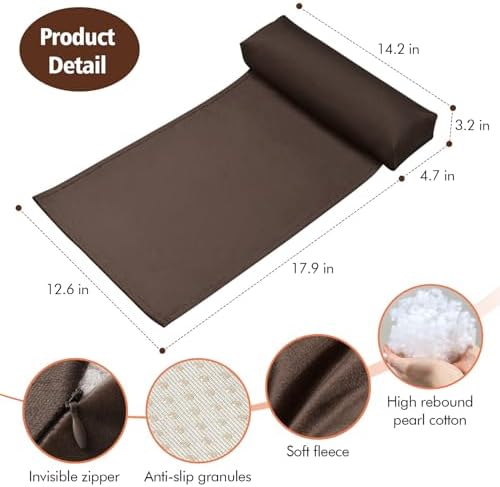 WdFour Velvet Neck & Head Pillow for Recliner Chair, Small Ergonomic Cervical Support Pillow for Home, Office and Travel, Non-Slip Cushion for Tension Relief & Shoulder Comfort (Chocolate)