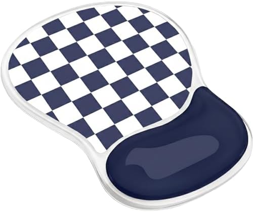 Gel Mouse Pad with Wrist Rest for Mouse Ergonomic Mouse Wrist Rest Non-Slip Silicone Checkered Dark Blue Mousepad with Wrist Support for Computer Gaming Laptop Home Office Desk Accessories Blue Plaid
