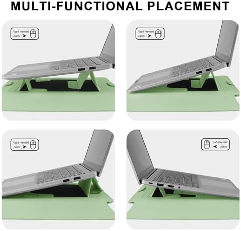 HoYiXi 13.3'' /13.6'' Laptop Sleeve Case PU Leather with Stand Compatible with MacBook Pro 14/MacBook Air 13(M1 M2)/ASUS Vivobook 14/Dell XPS 13/ASUS Matebook,13-14'' Laptop Bag,Green