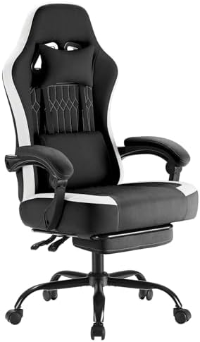 NEWBULIG Gaming Chair with Footrest – High Back Ergonomic Computer Desk Chair with Lumbar Support, Headrest, Linkage Armrests, Reclining Office Chair with 360° Swivel & Height Adjustment, Blake
