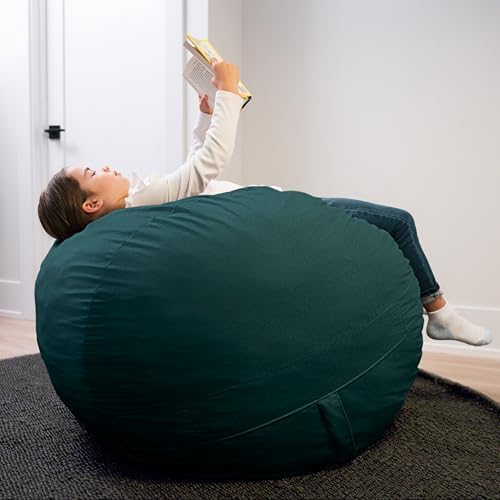 Big Joe Fuf 4Ft Foam Bean Bag Chair with Removable Cover for Kids, Teens, Deep Sea Velveteen, Durable Woven Polyester, 4 Foot Large Reading and Gaming Seat