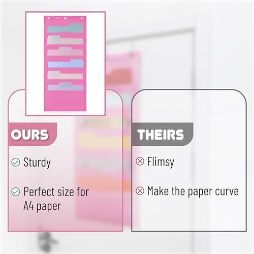 Mr. Pen- Hanging Wall File Organizer, 6 Pocket, Pink