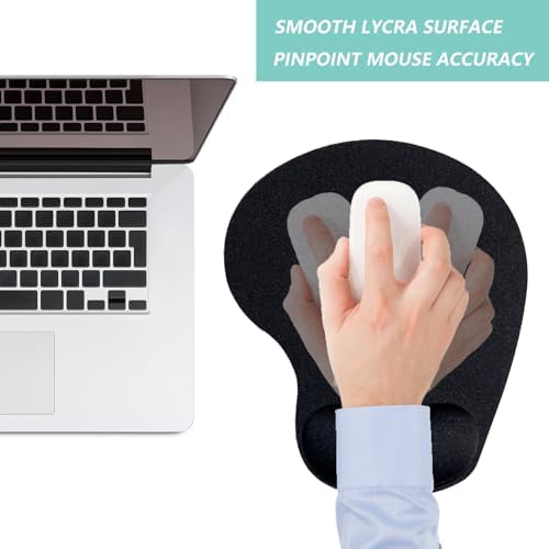 Mouse Pad with Wrist Support, Ergonomic Mouse Pads with Memory Foam Wrist Rest, Easy Typing Pain Relief, Comfortable Home Office Computer Wrist Support Pads for Working Studying Gaming, Black