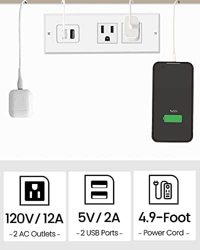 TUTOTAK End Table with Charging Station, Side Table, Nightstand