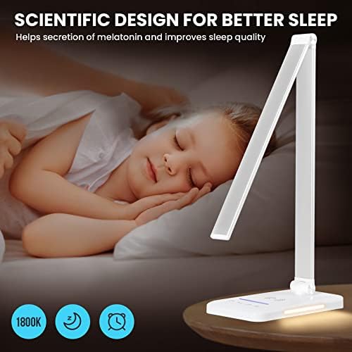 LED Desk Lamp with Wireless Charger, USB Charging Port, Night Light