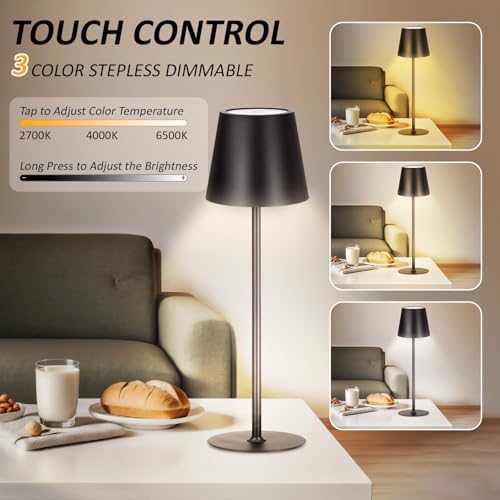 Retisee 2 Pack Cordless Table Lamp Portable Rechargeable Lamp, Black