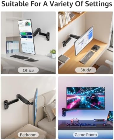 MOUNTUP Single Monitor Wall Mount for Max 32 Inch Computer Screen, Fully Adjustable Monitor Arm, Wall Mount Monitors Holder Support 4.4-19.8lbs Display, VESA Bracket Fit 75x75mm, 100x100mm