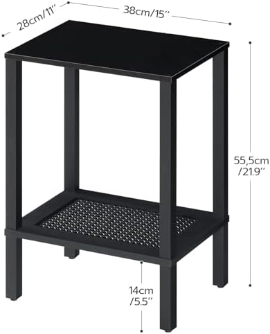 HOOBRO End Tables Set of 2, Small Side Tables with 2-Tier Storage Shelves