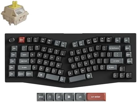 Keychron V10 Ultra 8K Wireless Mechanical Keyboard, 75% Alice Ergonomic Layout with Knob, 8000Hz 2.4GHz/USB-C Wired, Bluetooth 5.3, ZMK, Hot-Swappable Banana Linear Switches for Mac, Windows & Linux