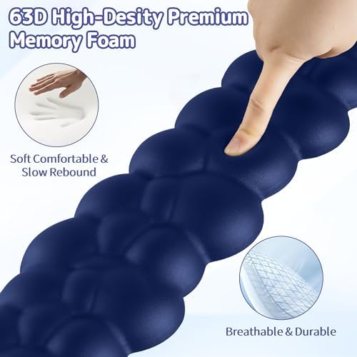 Sushret Cloud Wrist Rest Keyboard, Cloud Keyboard Wrist Pad Set with PU Leather Memory Foam, Cute Arm Rest for Palm Support, PC/Gaming Desk Accessories/Office Setup/Computer Hand Cushion - Dark Blue