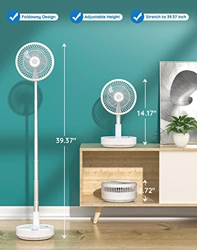 Portable Fan for Travel, Rechargeable Oscillating Fan with Remote