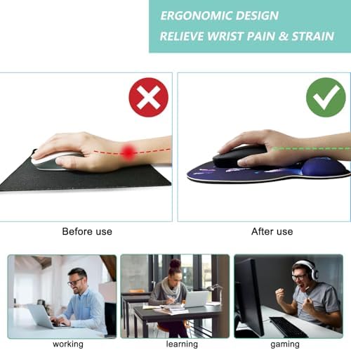 Mouse Pad with Wrist Support, Ergonomic Mousepad with Comfortable Memory Foam Wrist Rest Cushion, Relieve Wrist Pain, Non-Slip Rubber Base Gaming Mice Pad for Home Office Computer Laptop, Butterfly