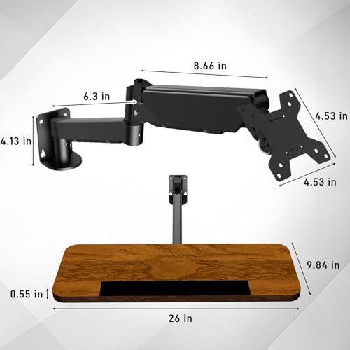 Wall Mounted Keyboard Tray, 26 Inch Sit-Stand Keyboard and Mouse Tray, Height Adjustable Typing Platform for Office, Medical, Industrial Operation and Sim Racing