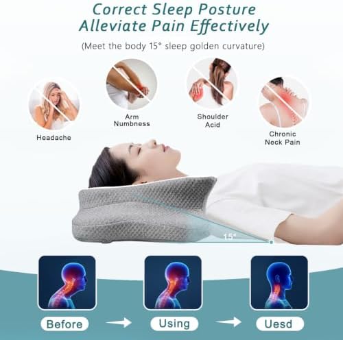 CHxxy Cervical Neck Pillow for Pain Relief Sleeping, Memory Foam Pillows