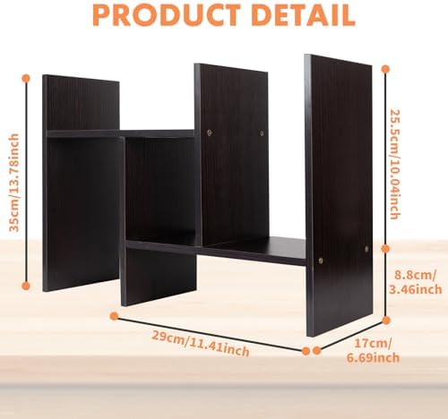 ShellKingdom Desk Shelf Organizer, H-Shaped Desktop Shelves, Adjustable Desktop Corner Shelf, Bookshelf Storage Rack and Cubicle Decor for Desk, Tabletop, School, Office, Dorm Desk Organizer - Black