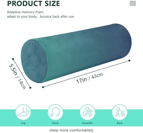 Bolster Pillow Cotton Memory Foam Neck Roll Pillow Round Pillow for Chair Small Round Cushion Cervical Support Blue Gradient