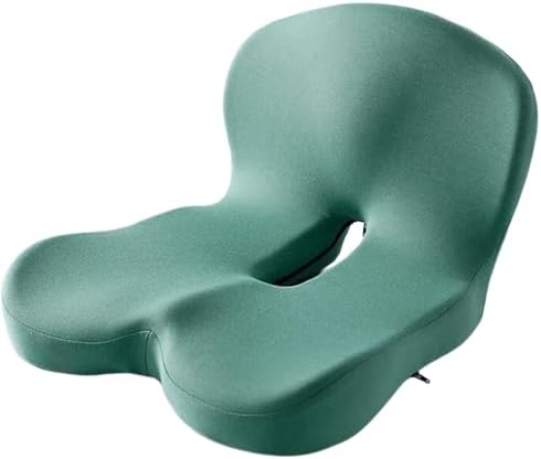 Orthopedic Cushion L-Shaped Memory Foam Seat Cushion, Ergonomic Office Chair Cushion with Lumbar Support for Desk, Car, Wheelchairr (A-Green)