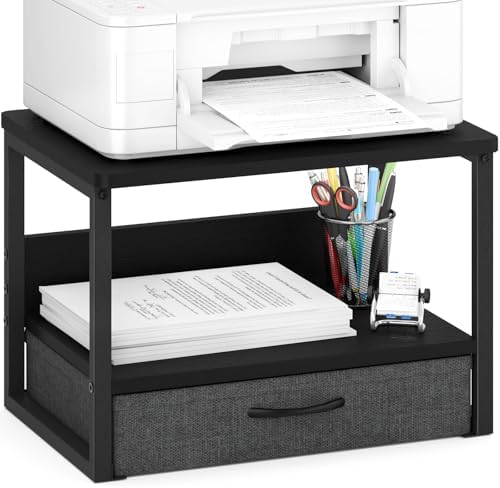 MARTY Desktop Printer Stand with Storage Drawer, Printer Riser for Desk