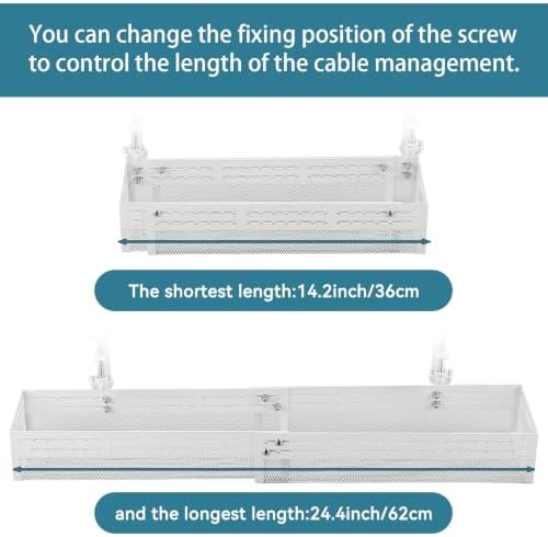 Under Desk Cable Management Tray, No Drill Mesh Cable Tray Cord Organizer