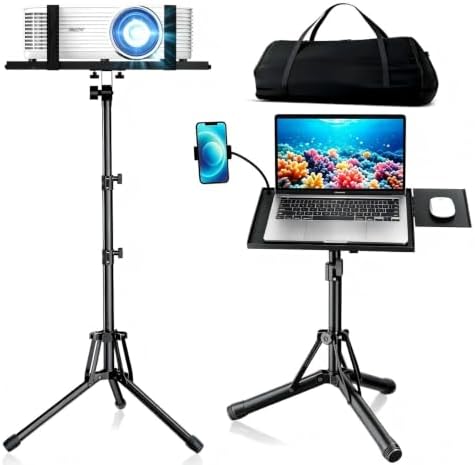 Projector Stand Tripod, Foldable Laptop Tripod with Adjustable Height