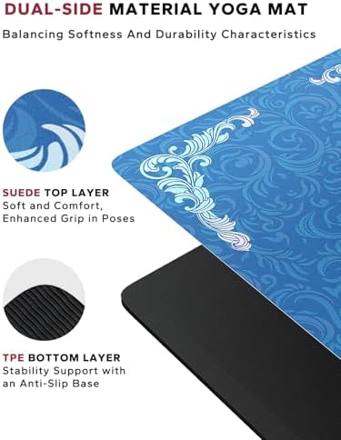 HAPBEAR Large Yoga Mat - 72"x36" Extra Wide Exercise Mat - 1/4" Thick Dual Color PVC | Anti-Slip Surface & High Cushioning - Ideal for Yoga, Pilates & Home Workouts - Bonus Mesh Bag