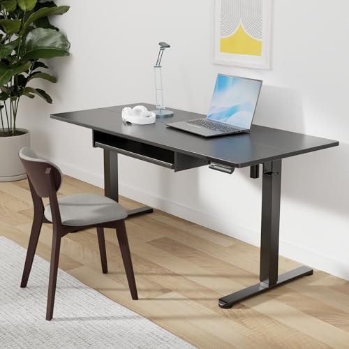 ErGear Large Electric Standing Desk with Keyboard Tray, 63x28 Inches Adjustable Height Sit Stand Up Desk, Home Office Desk Computer Workstation, Black