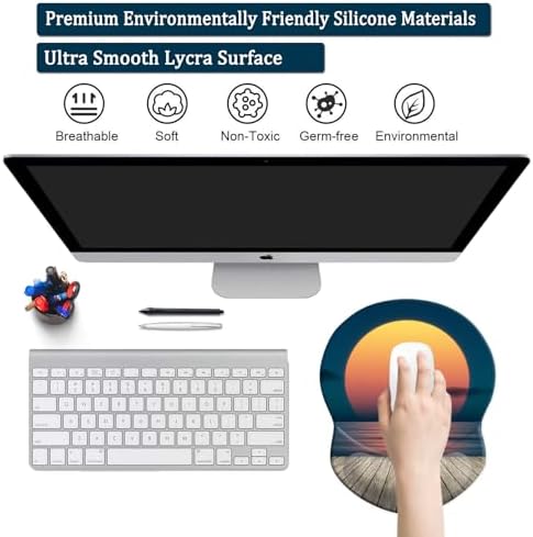 Mouse Pad with Gel Wrist Support and Non-Slip Base - Pain Relief Ergonomic Wrist Rest Mouse Pad for Working & Gaming, Home & Office Desk Accessories (Sunset Over The Sea)