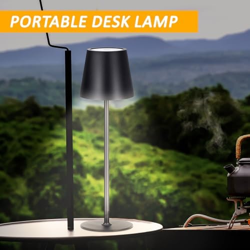 Retisee 2 Pack Cordless Table Lamp Portable Rechargeable Lamp, Black