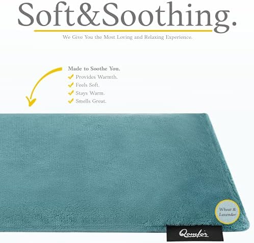 Qomfor - Microwavable Heating Pad - Blue Green - Lavender Scented Heat Pack - Therapeutic Heat Wrap for Neck, Shoulders & Period Cramps Pain Relief - Reusable Hot/Cold Therapy Bag
