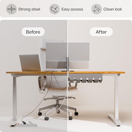 PAMO Cable Management Under Desk, Set of 3 - Grey/Silver