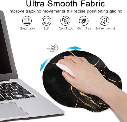 Britimes Ergonomic Mouse Pad Set with Wrist Rest, Black Gold Marble