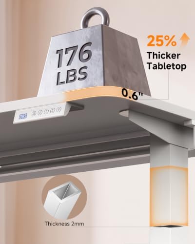 Standing Desk, 55 × 24 Inches Electric Height Adjustable, Home Office